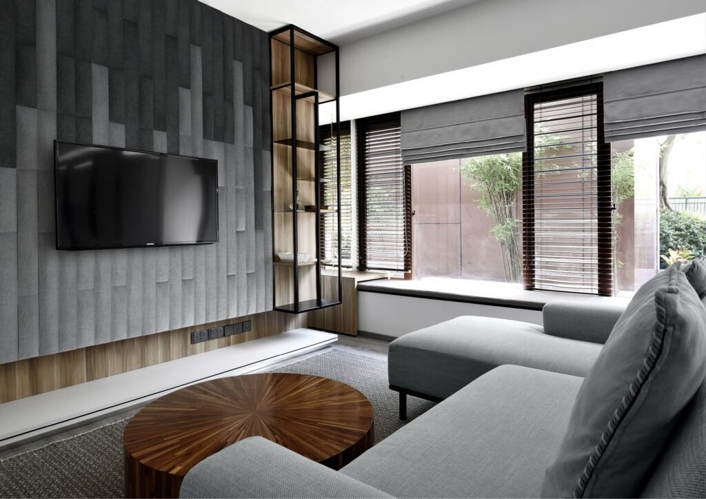 minimalist wall panels in living room