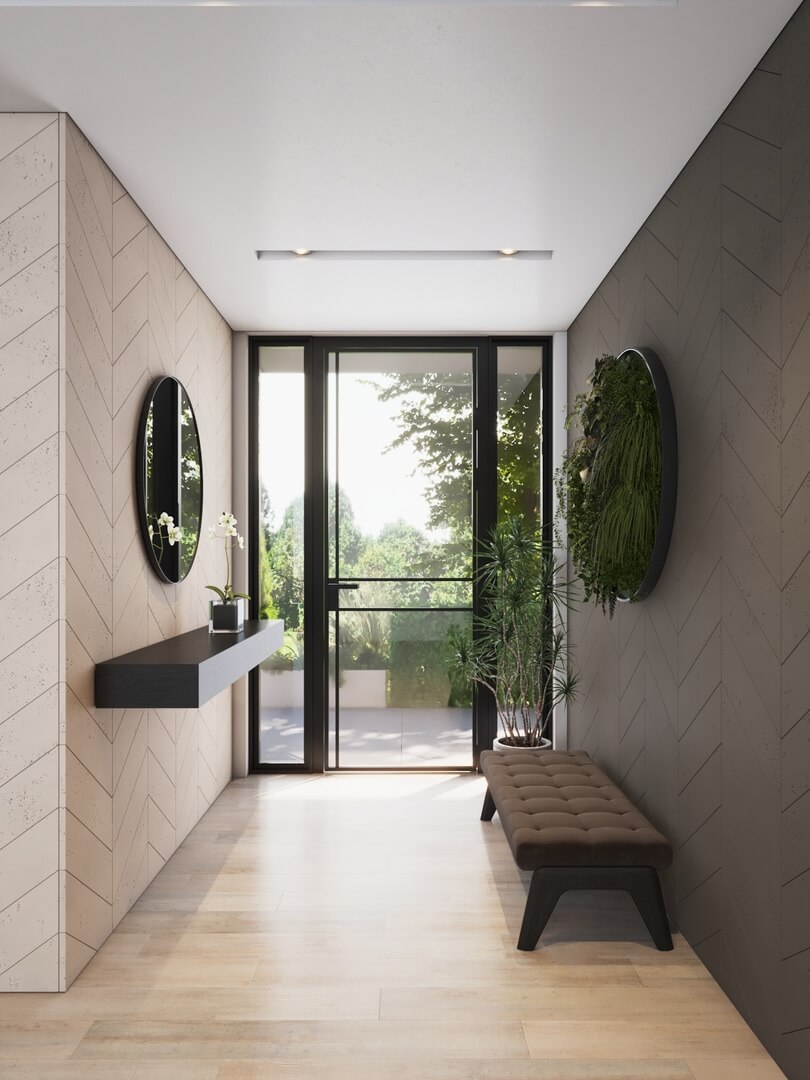 grey chevron concrete tiles