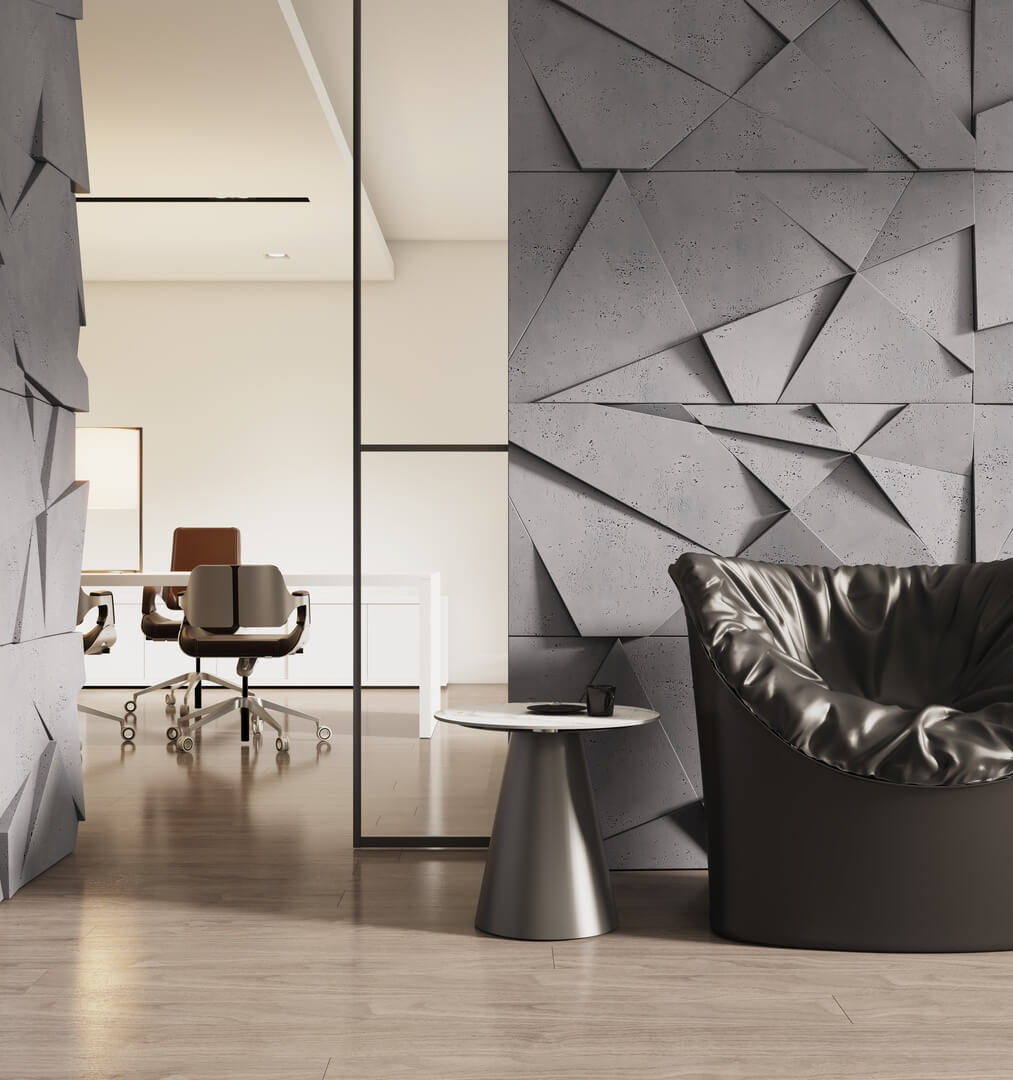 grey geometric concrete wall panels