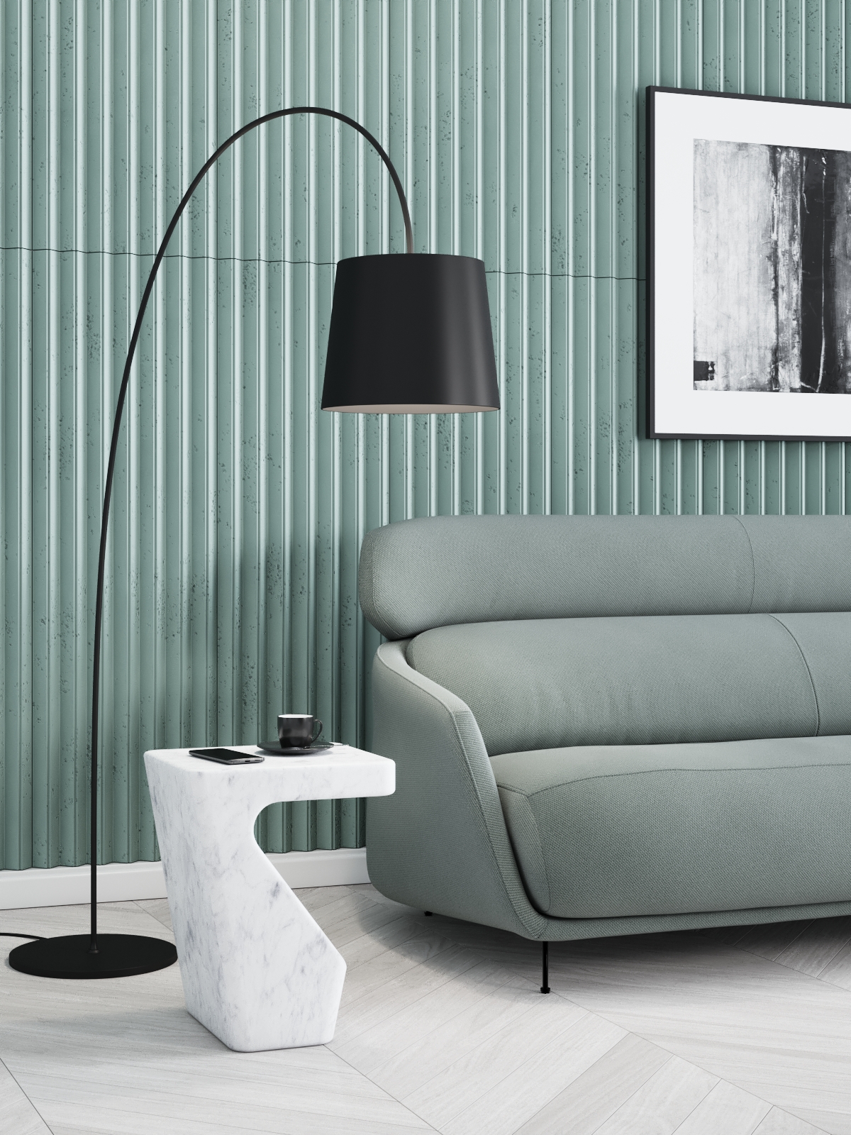 Green baffles concrete wall panels