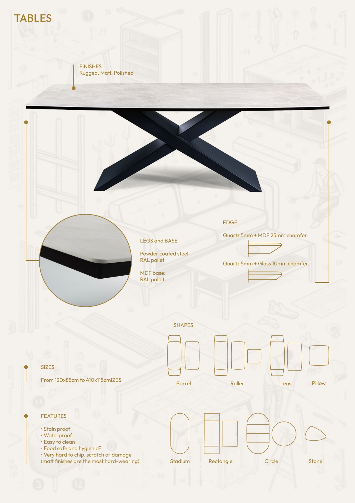 Tables crafted with solid wood worktops and metal legs offer a perfect blend of durability, functionality, and aesthetic appeal.